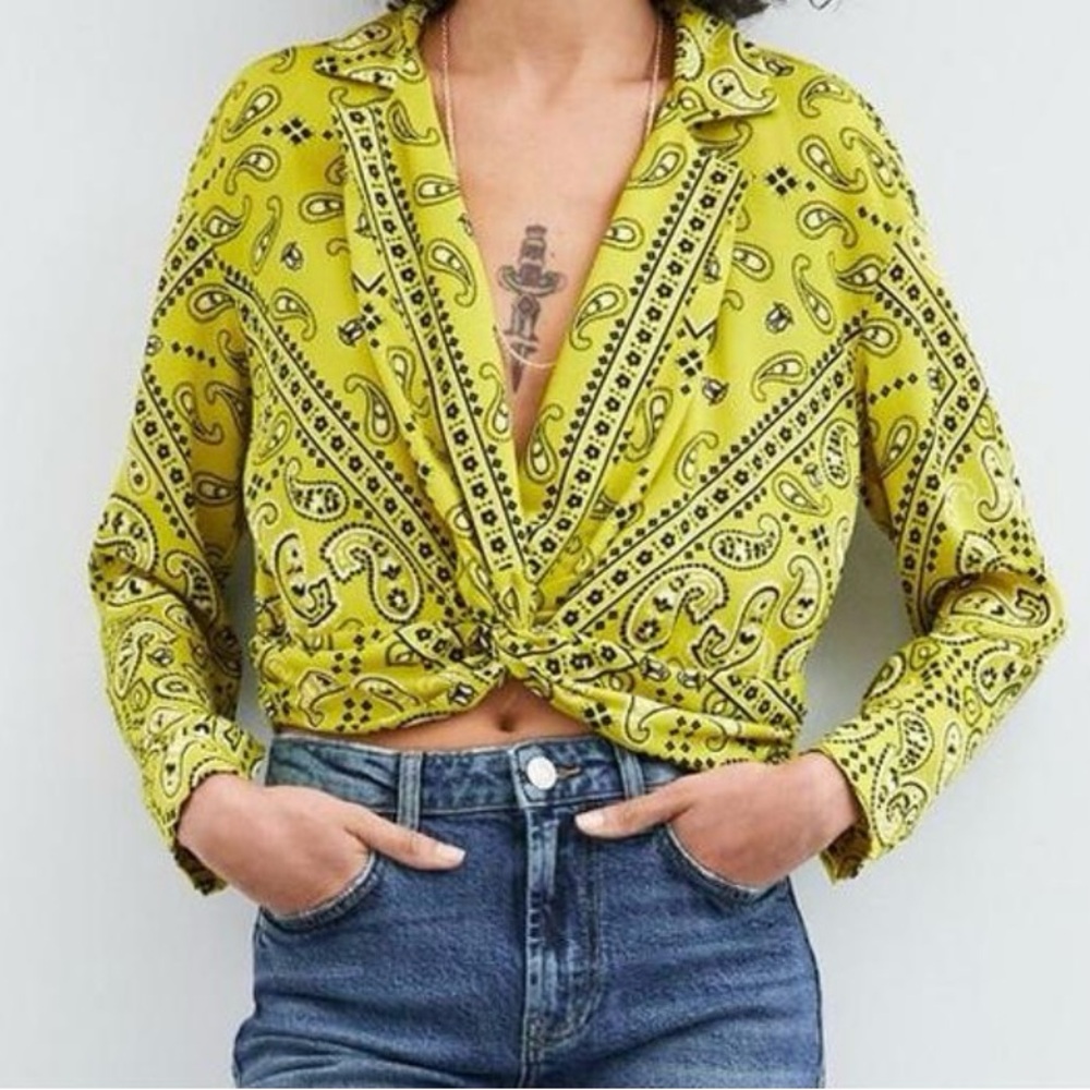 Zara Polyester Paisley Top for Women SZ Medium EUC